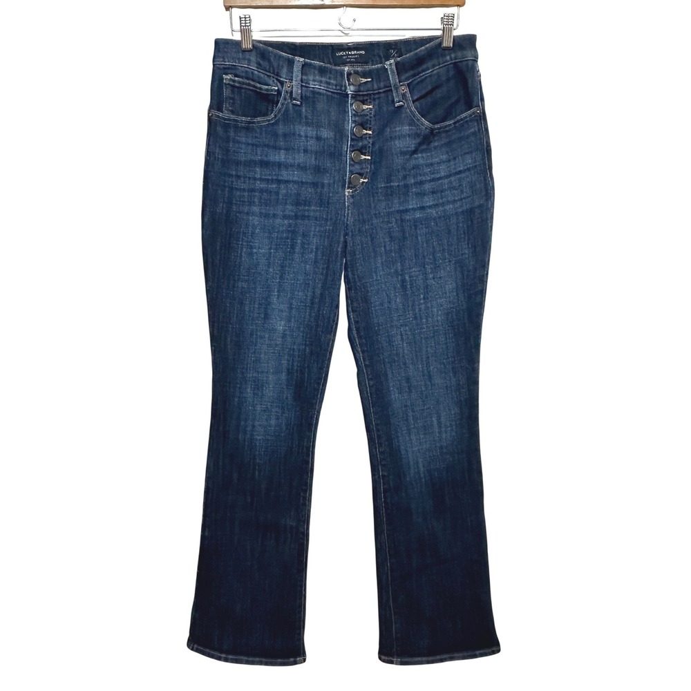 Lucky Brand Mid Rise Ava Boot Cut Jeans Womens 12/31‎ Button Fly Dark Wash Denim